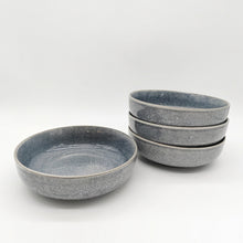 Load image into Gallery viewer, Reactive Ash Blue Glaze Stoneware Dinnerware Set Pasta Bowls 7.8"