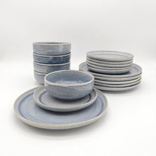 Cargar imagen en el visor de la galería, Reactive Ash Blue Glaze Stoneware Dinner Set Plates Bowls