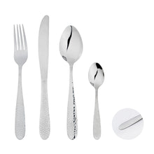 Load image into Gallery viewer, Cutlery Sets Stainless Steel Hammered Effect Handle Silver Glim&Glam