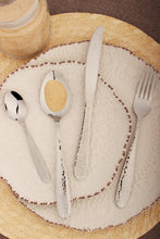 Load image into Gallery viewer, Cutlery Sets Stainless Steel Hammered Effect Handle Silver Glim&Glam