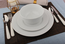 Load image into Gallery viewer, Dinner Set Plates Cereal Bowls White Porcelain Rim Microwave Dishwasher Safe