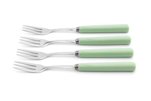 Load image into Gallery viewer, Dessert Pastry Forks Set Porelain Handle 18/8 Stainless Steel 4pc Cake Fork Set Turquoise Glim & Glam