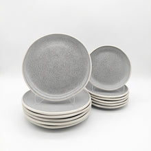 Cargar imagen en el visor de la galería, Reactive Grey Glaze Stoneware Dinnerware Set Nordic Pebble Side Dessert Plates 8.3"