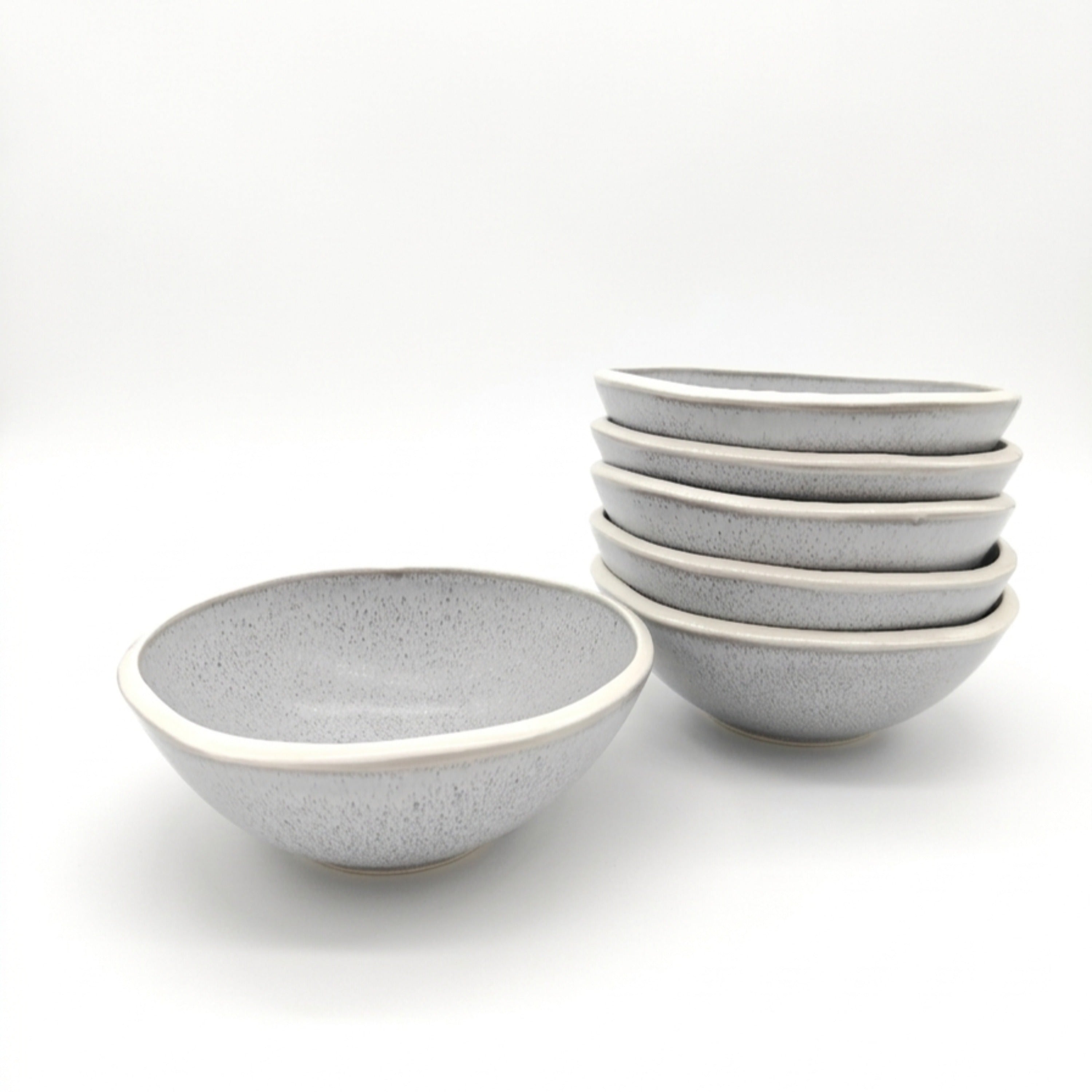 Reactive Grey Glaze Stoneware Cereal Bowls Nordic Tableware UK 6.5 ...