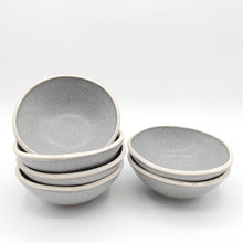 Load image into Gallery viewer, Reactive Grey Glaze Stoneware Dinnerware Set Nordic Pebble Cereal Bowls 6.5"