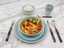 Load image into Gallery viewer, Reactive Blue Glaze Stoneware Dinnerware Set Plates Bowls Cup
