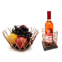 Load image into Gallery viewer, Fruit Bowl Basket Utensils Holder Wine Decorative Storage Display Copper Slate
