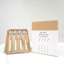 Load image into Gallery viewer, Tea Spoons Set Porelain Handle 18/8 Stainless Steel 4pc teaspoon Set Turquoise Glim & Glam