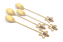 Load image into Gallery viewer, Tea Spoons Set 18/8 Stainless Steel 4pc teaspoon Set Gold Star Christmas Gift Glim & Glam