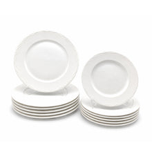 Load image into Gallery viewer, Dinner Set Porcelain White Embossed Floral Dot Rim Plates Bowls
