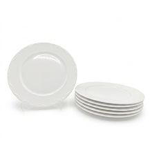 Load image into Gallery viewer, Dinner Plates Set Porcelain White Embossed Floral Dot Rim 10.6"