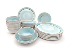 Cargar imagen en el visor de la galería, Reactive Blue Glaze Stoneware Dinnerware Set Plates Bowls