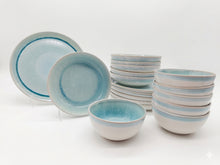 Cargar imagen en el visor de la galería, Reactive Blue Glaze Stoneware Dinnerware Set Plates Bowls