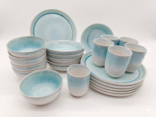 Load image into Gallery viewer, Reactive Blue Glaze Stoneware Dinnerware Set Plates Bowls Cup