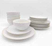 Load image into Gallery viewer, Reactive Cream Glaze Stoneware Dinner Set Plates Bowls