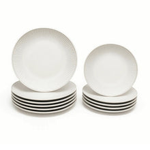 Load image into Gallery viewer, Reactive Cream Glaze Stoneware Dinner Set Plates Bowls