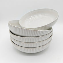 Load image into Gallery viewer, Reactive Cream Glaze Stoneware Dinnerware Set Pasta Bowls 8.5"