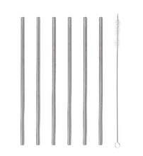 Load image into Gallery viewer, Straws Brush Drinks Set Stainless Steel Eco-friendly Reusable Straight