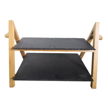 Load image into Gallery viewer, Personalised 2 Tier Cake Stand Wedding Tiered Serving Stand Afternoon Tea Slate Bamboo Logo Bulk Van Gogh