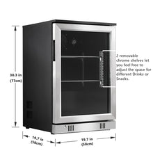 Load image into Gallery viewer, Beverage Refrigerator Glass Door Lock 88L 110 Cans Automatic Defrosting Cooler