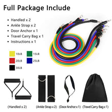 Load image into Gallery viewer, NT Home Fitness Accessory Resistance Tube Resistant Bands Set (11 PCS) With Carrying Bag Muscle Building Strength Training Yoga Pull Rope Home Gym Equipment