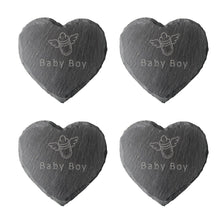 Load image into Gallery viewer, Slate Coasters Heart "Baby Boy" Baby Girl" Personalised Craft Design Table Drinks Mat 11cm