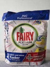Load image into Gallery viewer, Fairy Dishwasher Capsules Platinum ALL IN ONE 75 Lemon Cap Limescale Prevention x3 Packs