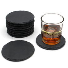 Load image into Gallery viewer, Slate Coasters Set Bulk Round Circle Personlised Drinks Placemats 10cm Craft Design Wedding Engraving Wholesale