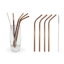 Load image into Gallery viewer, Straws Brush Drinks Set Stainless Steel Eco-friendly Glim&Glam