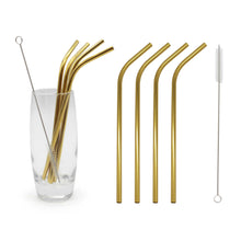 Load image into Gallery viewer, Straws Brush Drinks Set Stainless Steel Eco-friendly Glim&Glam