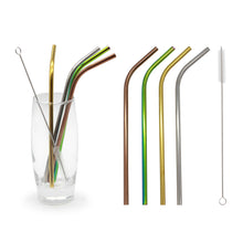 Load image into Gallery viewer, Straws Brush Drinks Set Stainless Steel Eco-friendly Glim&Glam