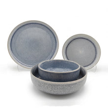 Load image into Gallery viewer, Reactive Ash Blue Glaze Stoneware Dinnerware Set Pasta Bowls 7.8"

