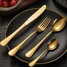 Load image into Gallery viewer, Cutlery Sets Stainless Steel Gold 16 24 32 piece Set Glim&amp;Glam
