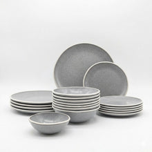 Load image into Gallery viewer, Reactive Grey Glaze Stoneware Dinner Set Nordic Pebble Plates &amp; Bowls
