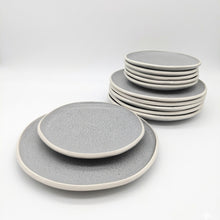 Load image into Gallery viewer, Reactive Grey Glaze Stoneware Dinnerware Set Nordic Pebble Dinner Plates 10.6"
