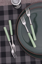Load image into Gallery viewer, Dessert Fork Set Porelain Bar 18/8 Stainless Steel 4pc Fork Set Turquoise Glim &amp; Glam
