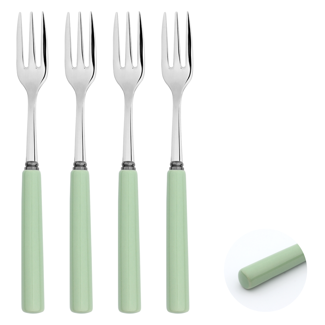 Dessert Fork Set Porelain Bar 18/8 Stainless Steel 4pc Fork Set Turquoise Glim & Glam