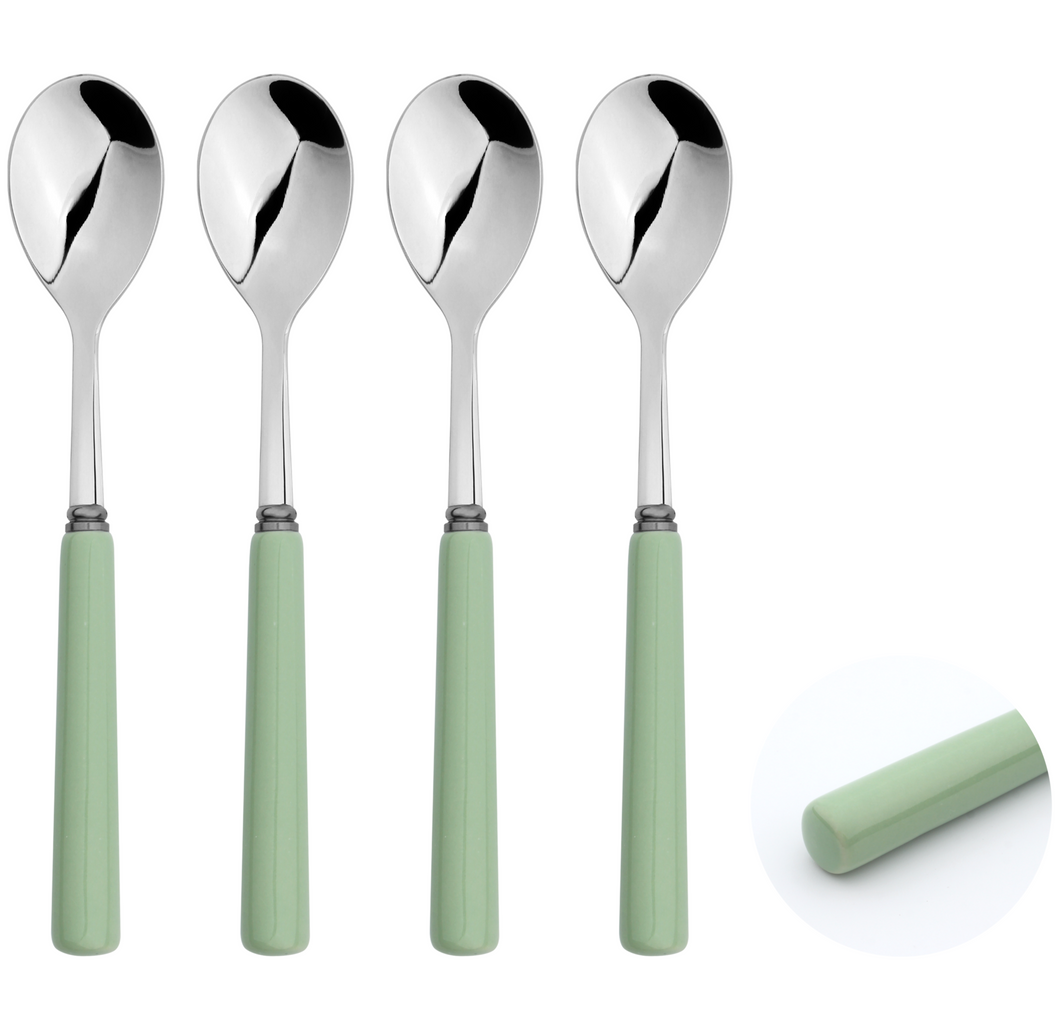 Tea Spoon Set Porelain Bar 18/8 Stainless Steel 4pc Spoon Set Turquoise Glim & Glam