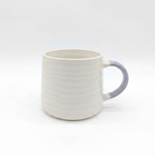 Load image into Gallery viewer, Ceramic Coffee Tea Mug 13oz Ribbing Textured Finish Grey Painted Handle
