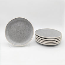 Cargar imagen en el visor de la galería, Reactive Grey Glaze Stoneware Dinnerware Set Nordic Pebble Side Dessert Plates 8.3"

