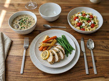 Load image into Gallery viewer, Reactive Cream Glaze Stoneware Dinner Set Plates Bowls
