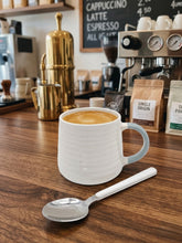 Load image into Gallery viewer, Ceramic Coffee Tea Mug 13oz Ribbing Textured Finish Grey Painted Handle

