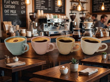 Load image into Gallery viewer, Coffee Mugs 4pc Set 15oz Large Tea Cups Assorted Colours Scrolled Handle
