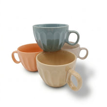 Load image into Gallery viewer, Coffee Mugs 4pc Set 15oz Large Tea Cups Assorted Colours Ribbed Textured
