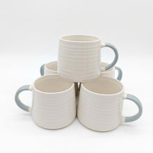 Load image into Gallery viewer, Ceramic Coffee Tea Mug 13oz Ribbing Textured Finish Grey Painted Handle
