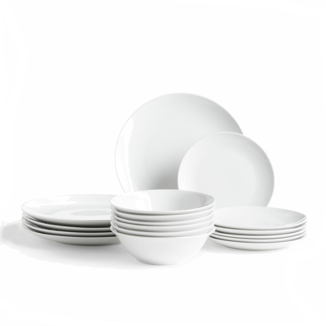 Dinner Set Plates Bowls Coupe Dinnerware White Porcelain Microwave Dishwasher Safe Gift
