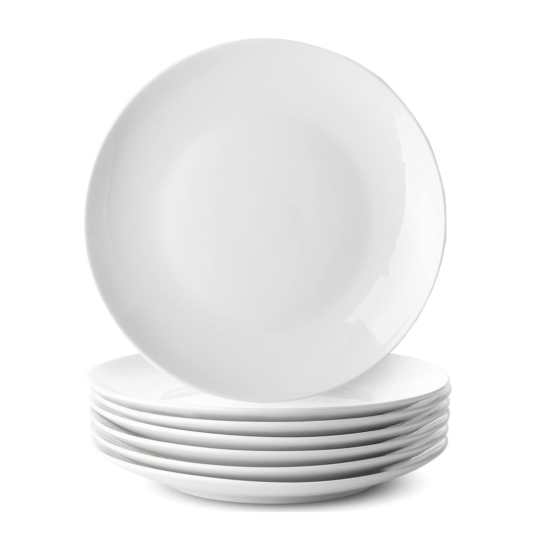 Dessert Side Plates Set Porcelain White Coupe Microwave Dishwasher Safe