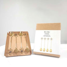 Load image into Gallery viewer, Tea Spoon Set 18/8 Stainless Steel 4pc Spoon Set Gold Star Christmas Gift Glim &amp; Glam
