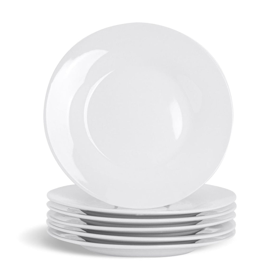 Dessert Side Plates Set Porcelain White Rim Microwave Dishwasher Safe