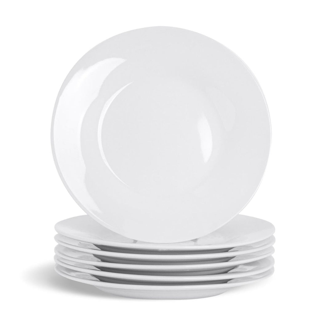 Dinner Plates Set Porcelain White Rim Microwave Dishwasher Safe